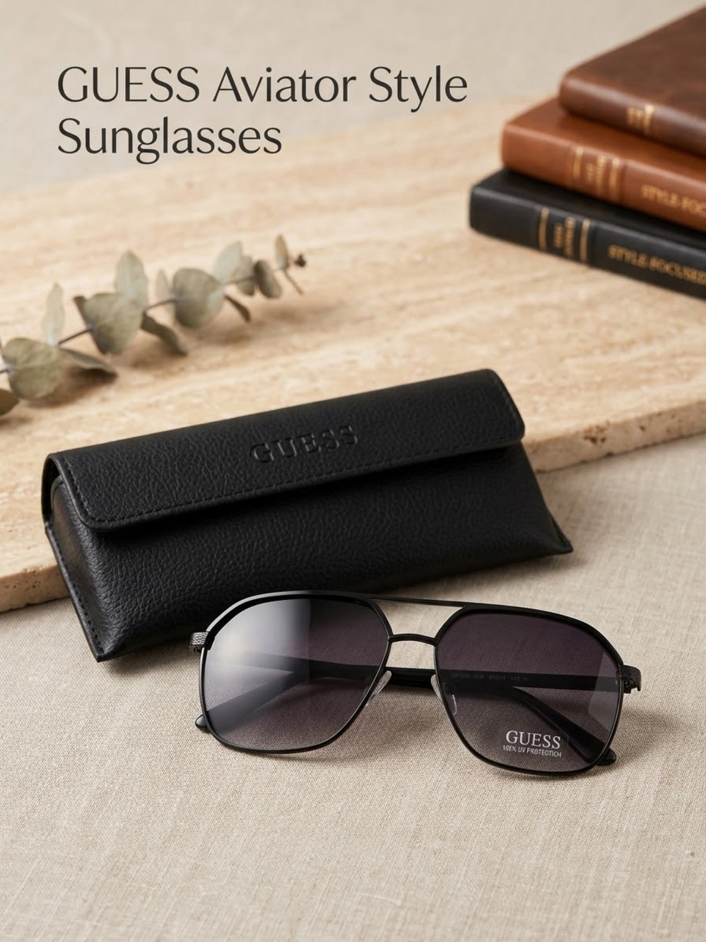 GUESS Aviator Style Sunglasses with Case